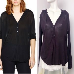 Aritzia T.Babaton Purple Front Buttons Long Sleeve Thom Blouse Size S